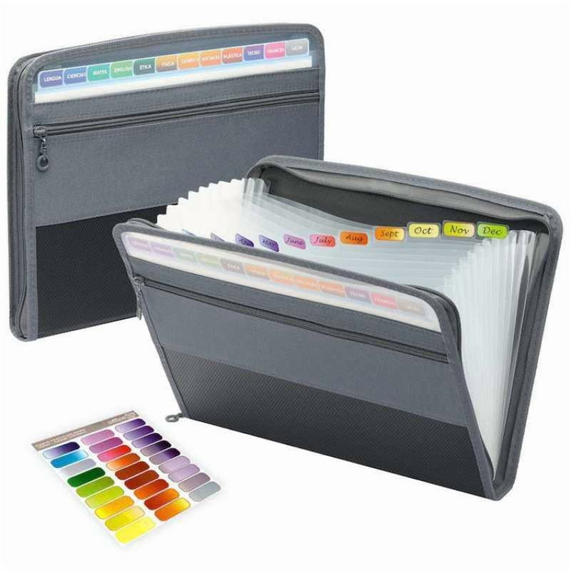 Accordion File Organizer with 13 Pockets, Portable Document Folder with Handle & Labels, Waterproof A4 & Letter Storage