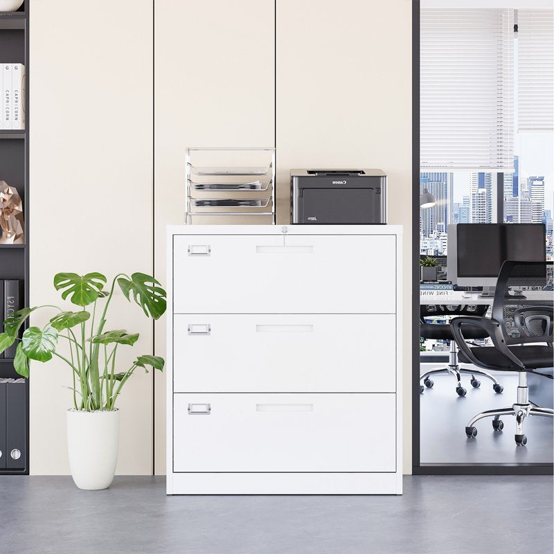 Lockable Metal Lateral File Cabinets with 3-5 Drawers for Office Organization