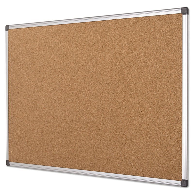 24-Inch x 36-Inch Cork Bulletin Board with Aluminum Frame - Tan/Silver