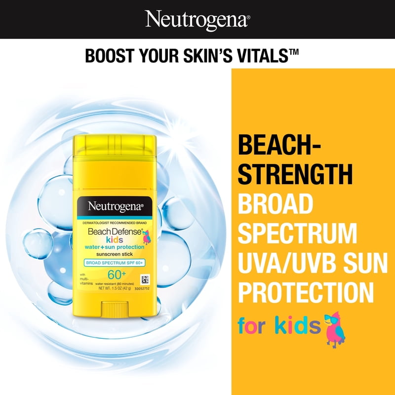 Kids Sunscreen Stick SPF 60+ Water-Resistant Sunblock for Face & Body