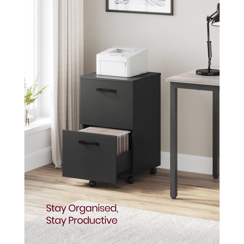 Small Rolling File Cabinet with 2 Drawers for Home Office Storage