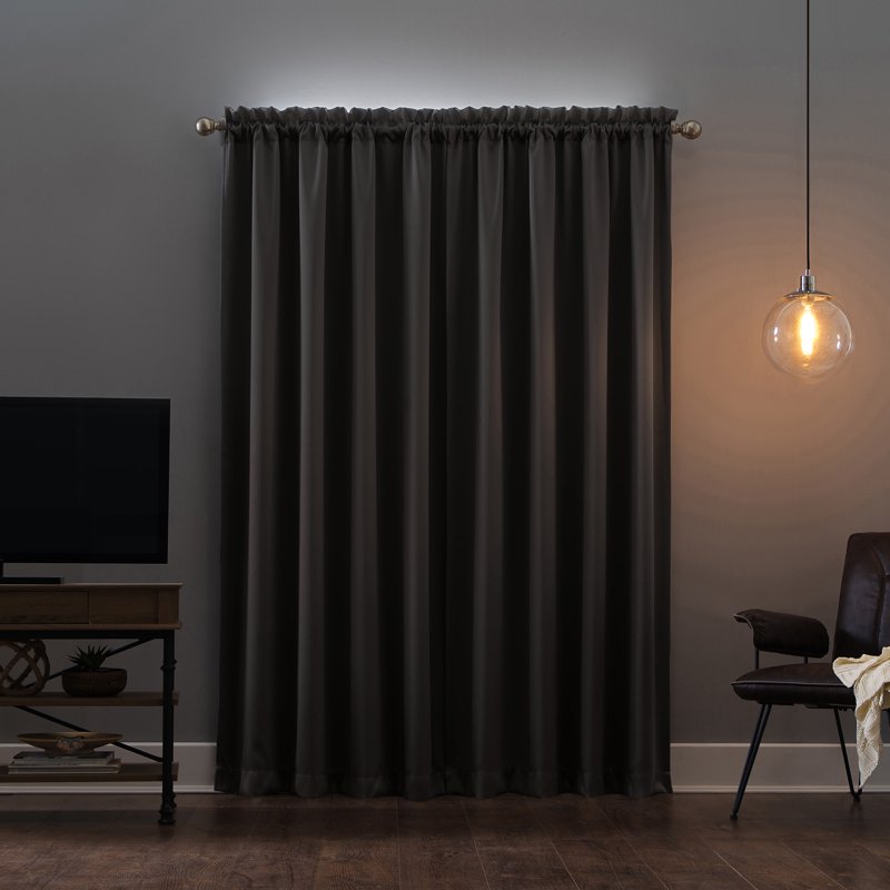 Blackout Curtain Panel Pair with Rod Pocket for Light Blocking & Energy Saving