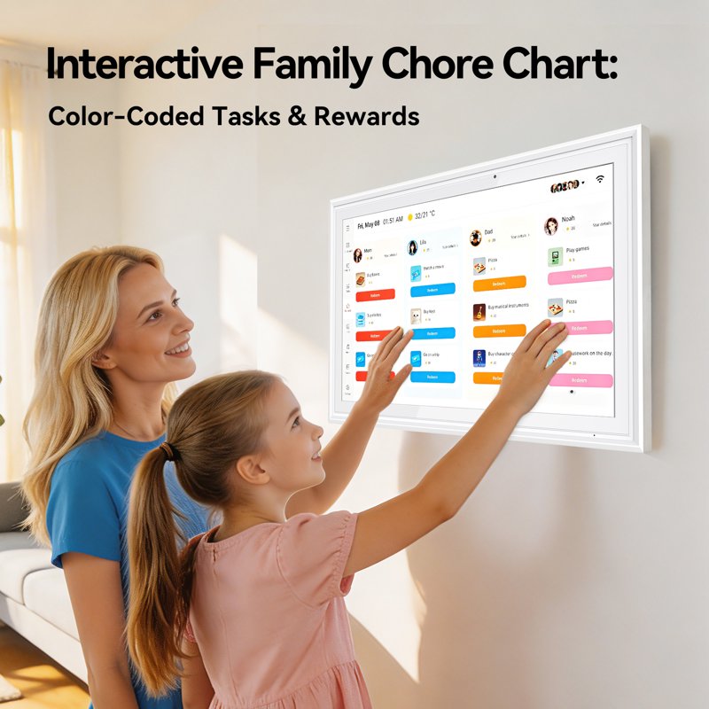 Digital Wall Calendar with Touchscreen and Photo Frame - 15.6 Inch Smart Family Planner