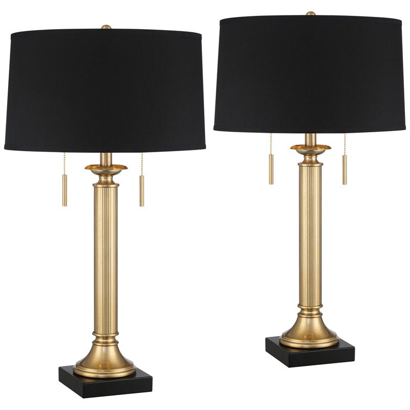 Traditional Table Lamps Set of 2 with USB Charging Ports - Gold & Black