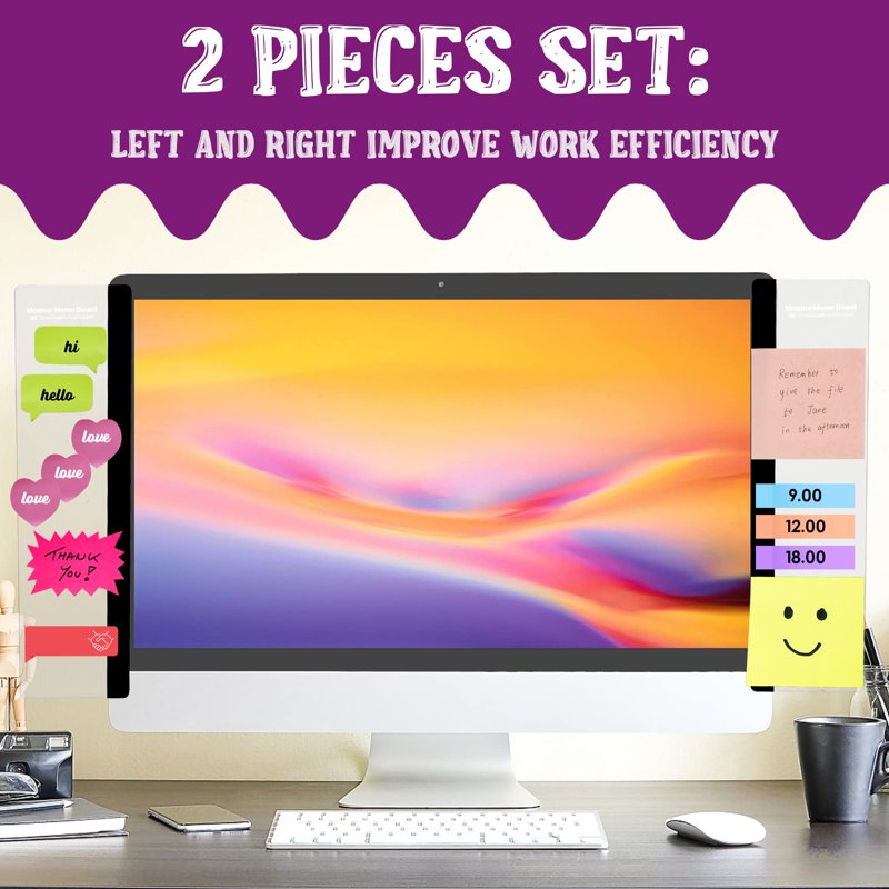 Monitor Memo Board Set 2-Pack Sticky Note Holders for Computer Screen Office Desk Organizer