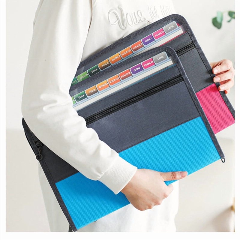 Accordion File Organizer with 13 Pockets, Portable Document Folder with Handle & Labels, Waterproof A4 & Letter Storage