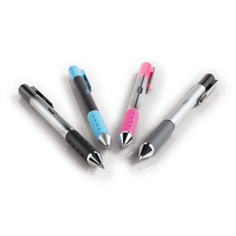 Retractable Ballpoint Pens Medium Point 1.0mm Silver Barrel Black Ink Pack of 12