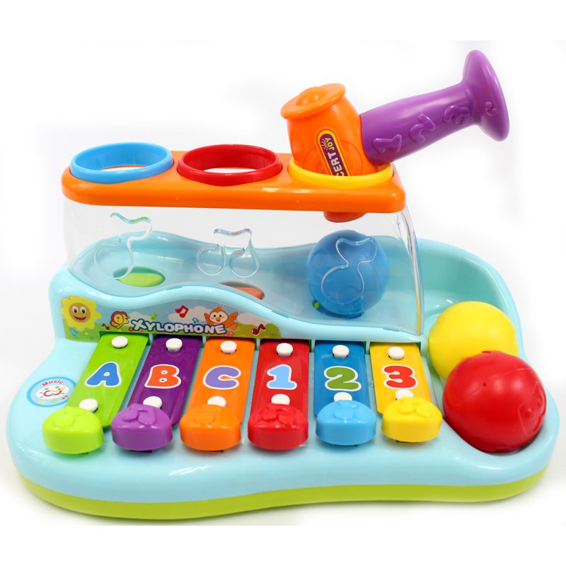 Kids Musical Xylophone Piano Playbench with Hammer and Balls - Colorful Toddler Toy