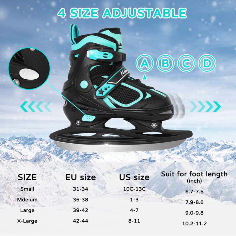 Kids Adjustable Ice Skates for Beginners - Hockey & Recreational Sizes