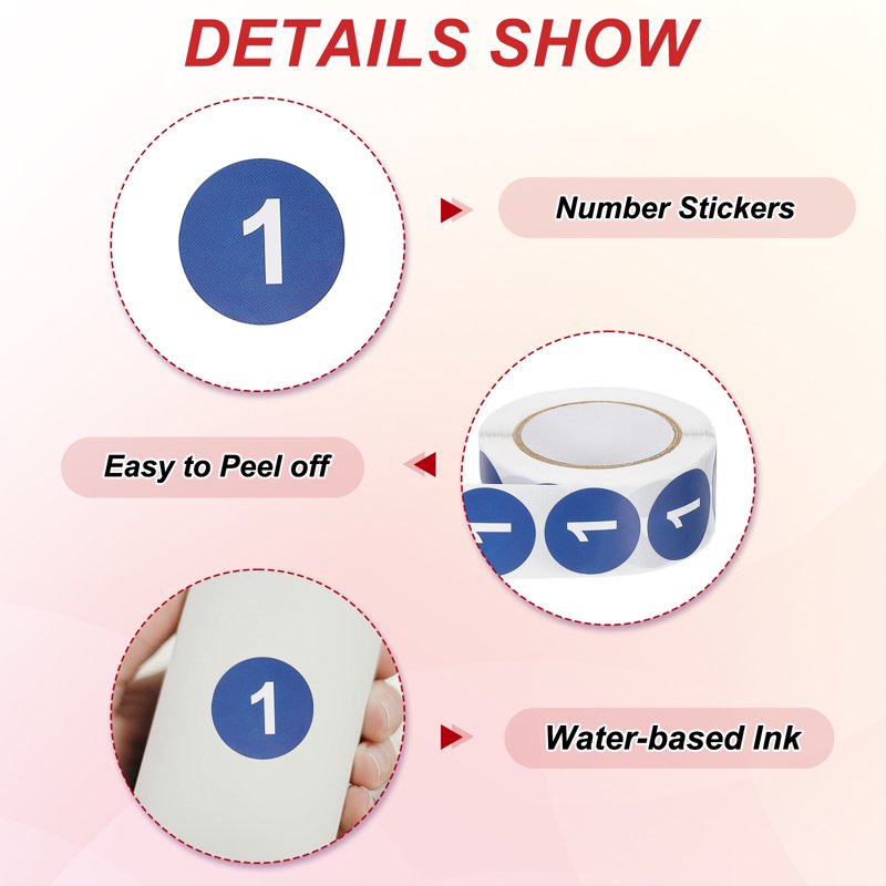 Number Stickers Labels Circle Dot Adhesive Home Organization Office Management Set