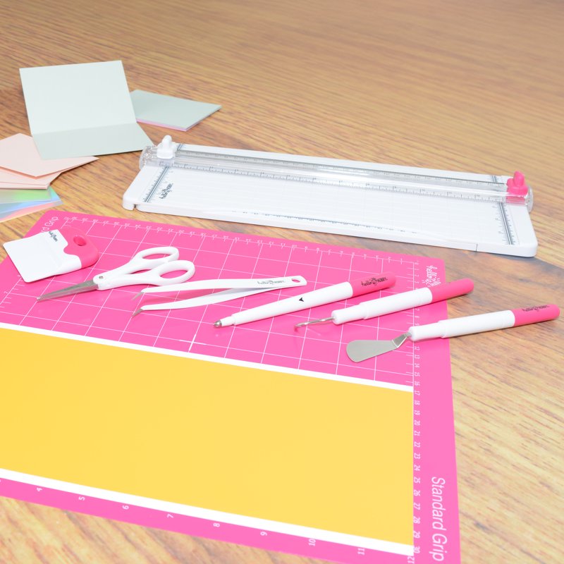 Pink Vinyl Craft Tool Kit - 7 Essential DIY & Scrapbooking Accessories