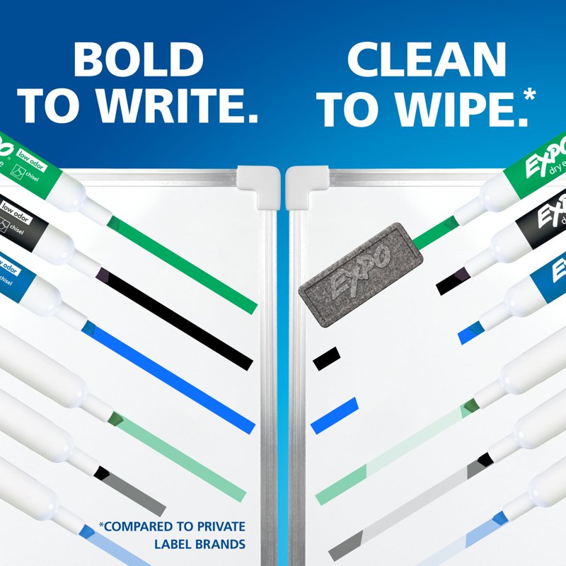 Dry Erase Markers Fine Tip Black 4 Pack - Low Odor, Office & Classroom Supplies