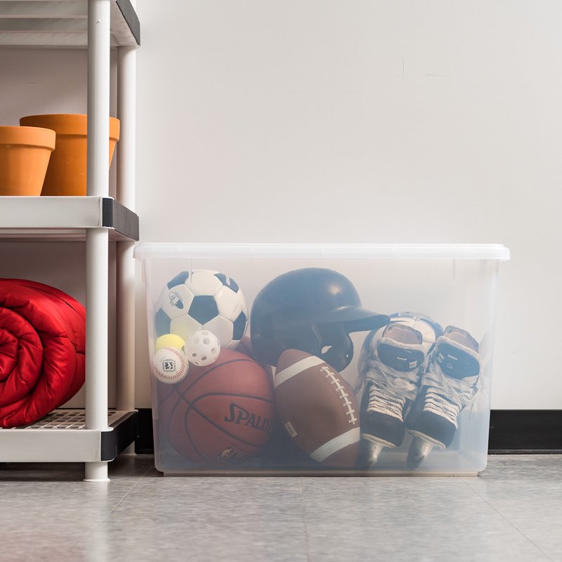 Stackable Plastic Storage Bins with Lids and Buckles - Multiple Sizes