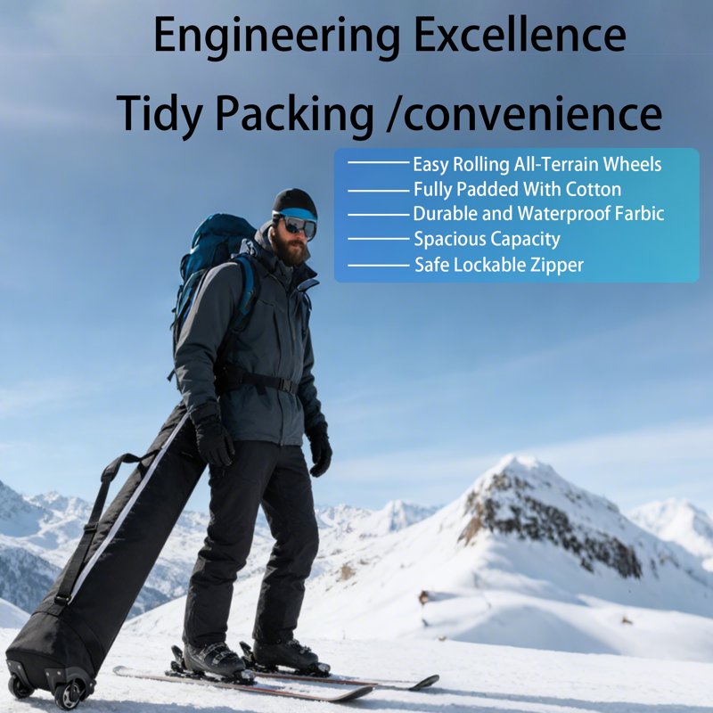 Padded Snowboard Bag with Wheels for Air Travel - Large Capacity Ski & Snowboard Carrying Case