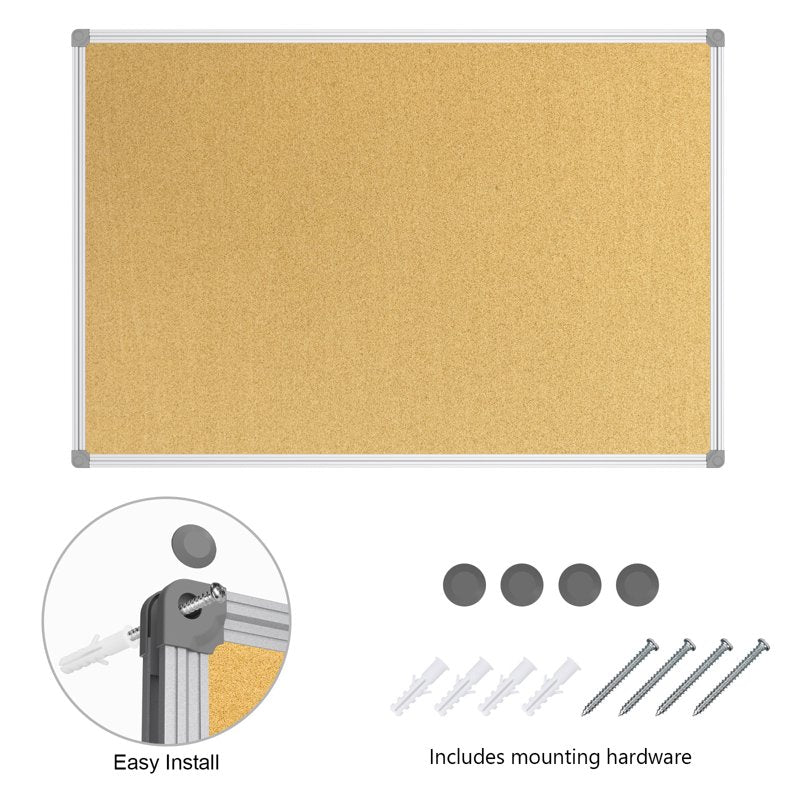 Wall Cork Board Bulletin Board with Aluminum Frame 23x35 Inches for Office Home & School