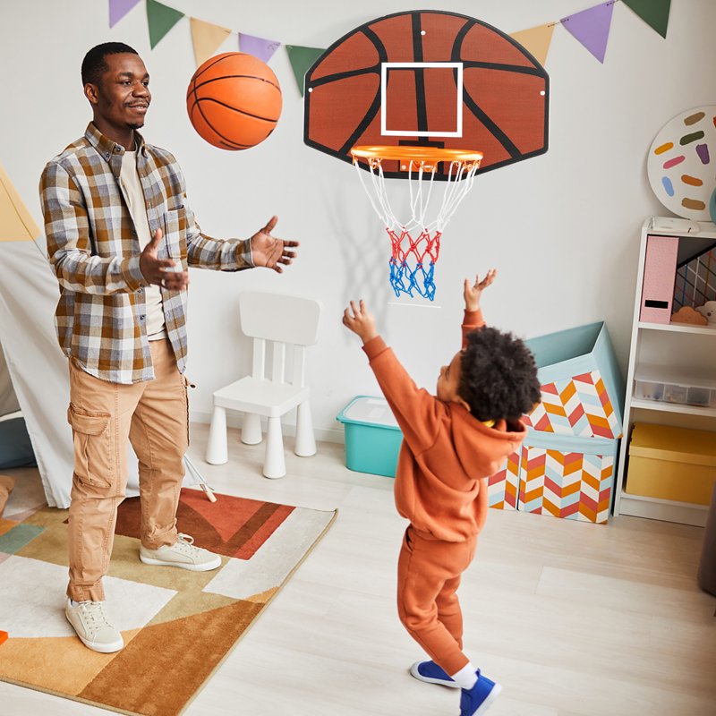 26-Inch Wall Mounted Basketball Hoop Set with Shatterproof Backboard Indoor Toy Gift