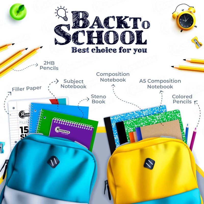5 Pack College Ruled Composition Notebooks - 200 Pages, Durable Cover, Assorted Colors