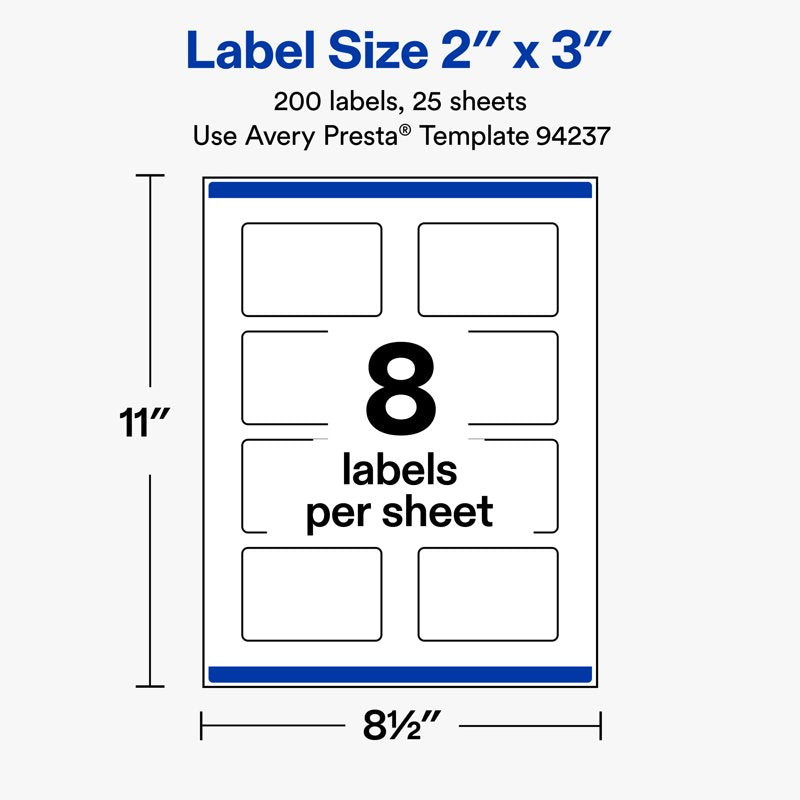 Matte White Rectangle Labels - Customizable, Permanent Adhesive, 2 x 3 Inches