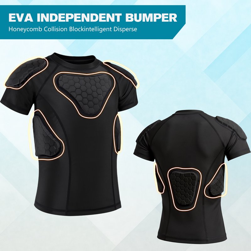 Youth Padded Compression Shirt with Impact Protection for Sports & Activities
