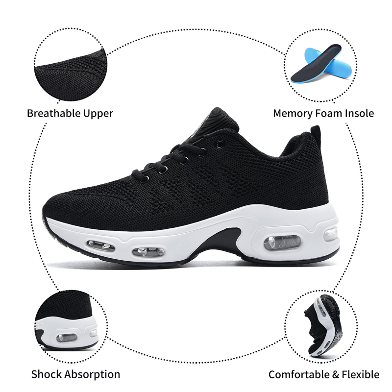 Women's Running Shoes Sneakers Air Cushion Non Slip Breathable Fitness Walking Shoes
