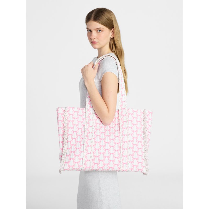 Women's Quilted Tote Bag with Floral Print - Spacious, Stylish & Durable