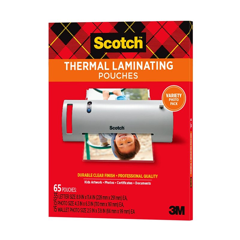Thermal Laminating Pouches Set - Letter, Photo & Small Sizes, 65 Sheets