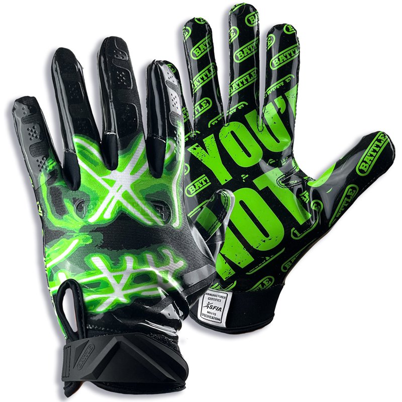 American Football Gloves - Adult Large Neon Green Football Receiver Gloves