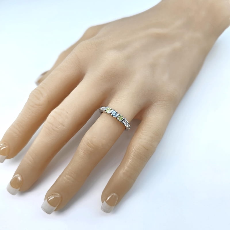 Personalized Multi-Stone S Bar Ring for Women - Mother's Day Gift, 10k Gold