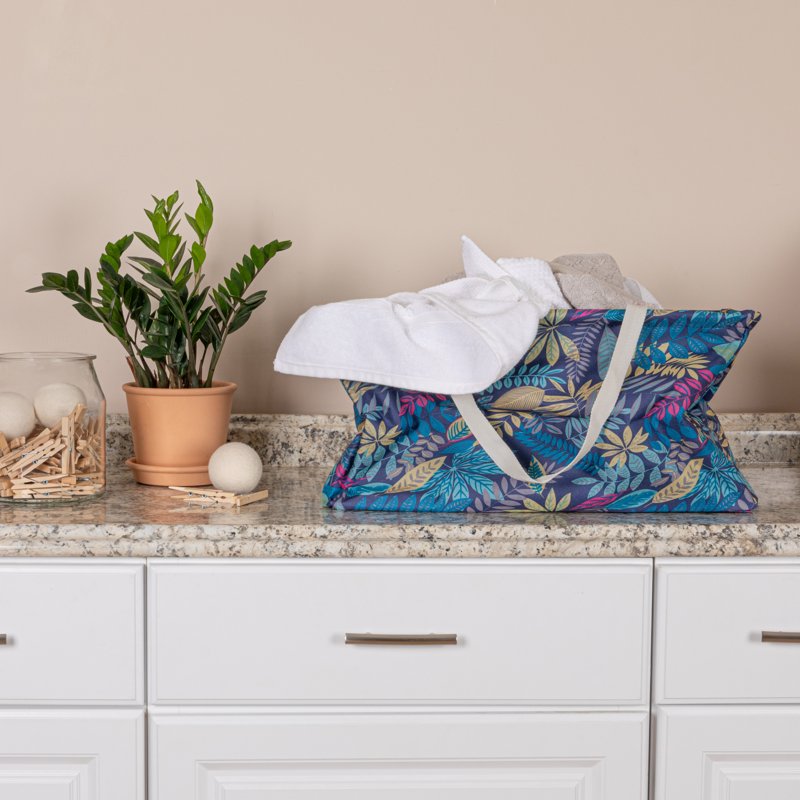 All-Purpose Utility Tote Bag with Tropical Floral Pattern — Versatile Storage Container