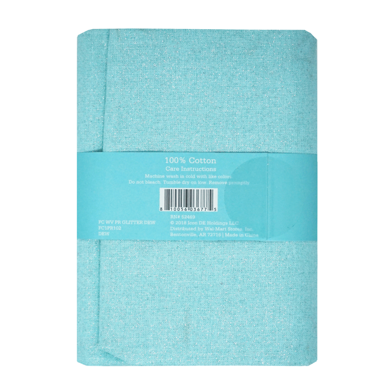 Cotton Quilt Fabric Pack - Precut 1 Yard Aqua Glitter Prints for Sewing & Crafting