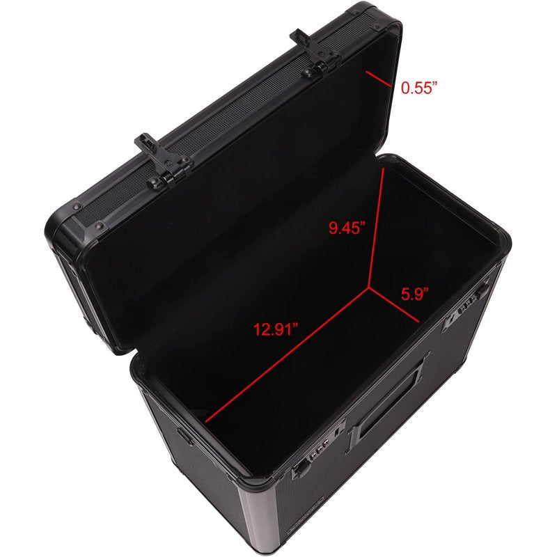 Lockable Letter Size File Tote Case with Security Locks and Handle