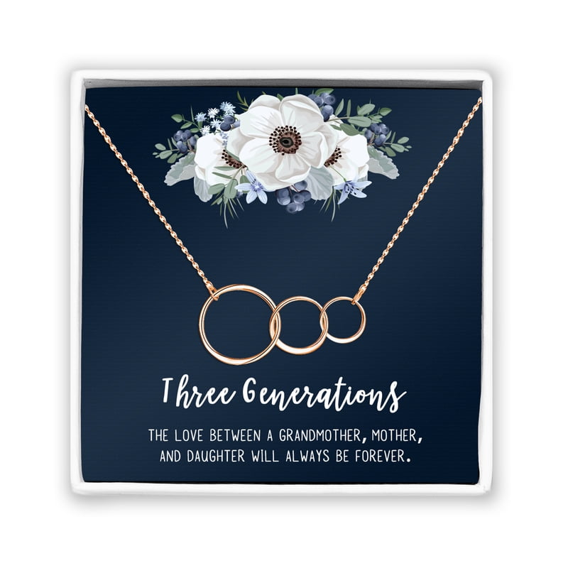 Mother's Day Jewelry Necklace Set - 3-Generation Gift with Card & Box