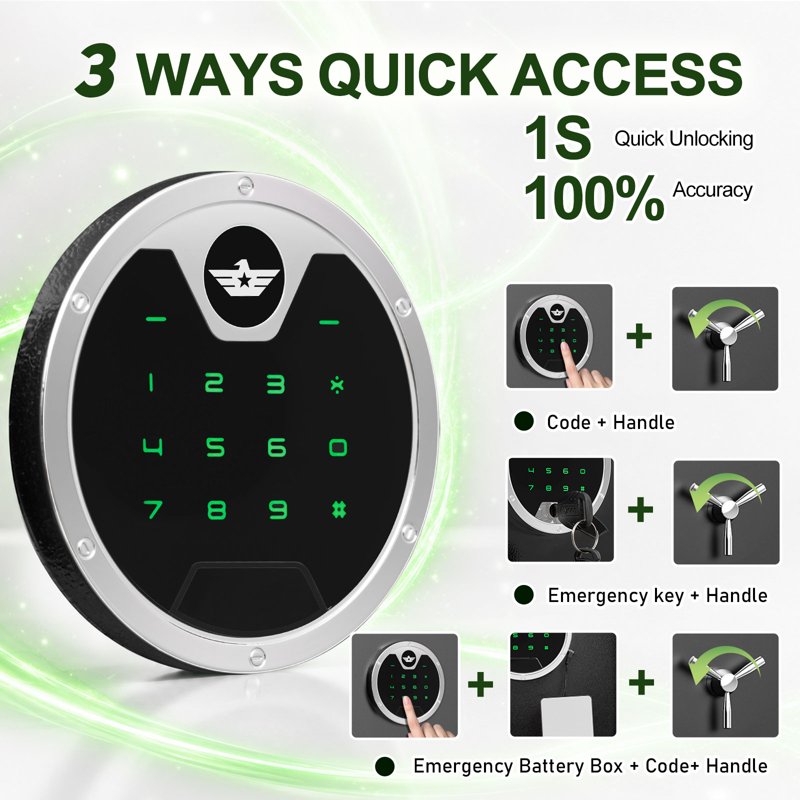 Digital Gun Safe 5-6 Long Rifle & Pistol Storage with Quick Access