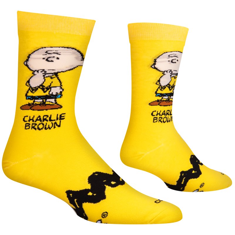 Men's Crew Socks with Charlie Brown Peanuts Cartoon Design - Retro Style