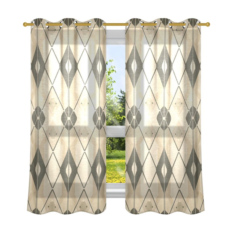 Sheer Curtain Set with Grommet Top - Light Filtering Window Drapes for Bedroom & Living Room
