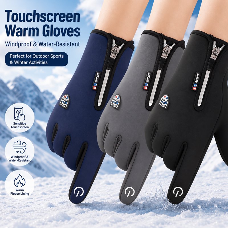BYXAS 2 Pairs Winter Touchscreen Gloves for Men & Women - Thermal Windproof Fleece Lined, Non-Slip Grip, Water-Resistant (Black, 2 Pair, Size L)
