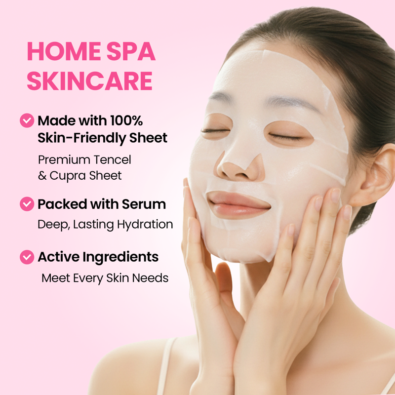 Premium Facial Sheet Mask Set - 12 Varieties for Hydrating Brightening & Pore Care