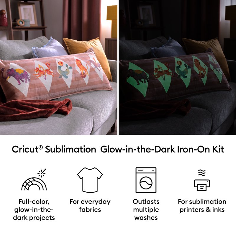 Glow-in-the-Dark Sublimation Iron-On Vinyl Kit for Fabric Projects - 8.5x11in, 4 Sheets