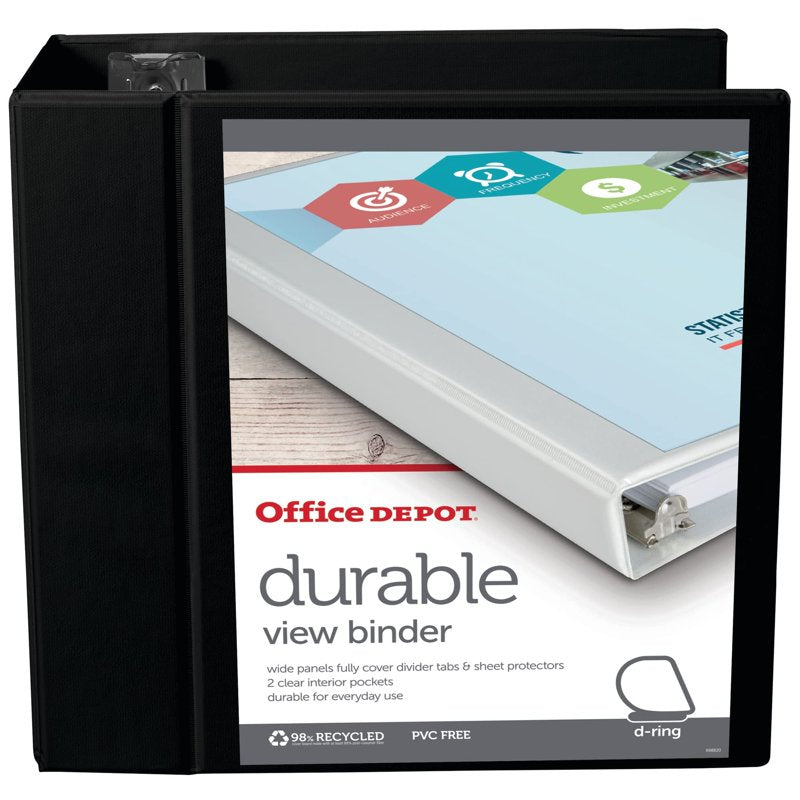 5-Inch Heavy-Duty View D-Ring Binder - 1050 Page Capacity, Black