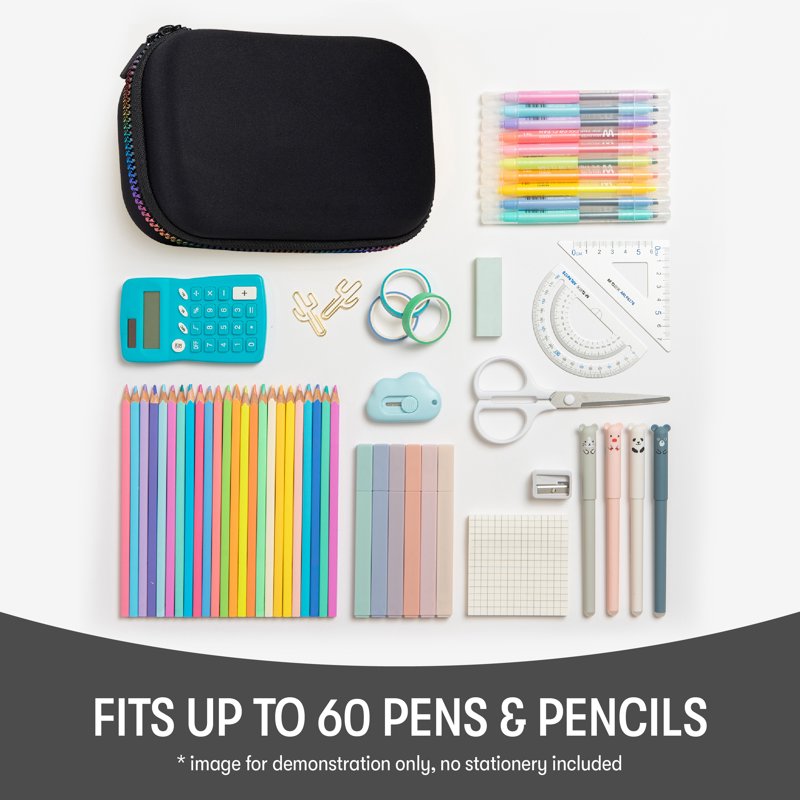 Large Capacity Rainbow Pencil Box - Durable & Washable School Supply Case