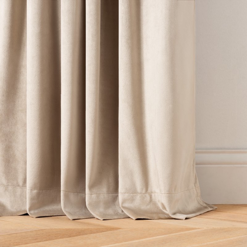 Velvet Curtain Panel Pair - Room Darkening Linen 50x63 Inches, Back Tab