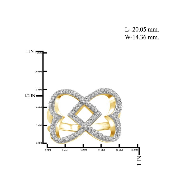 Elegant 14K Gold Plated Silver Open Ring with White Diamonds for Women