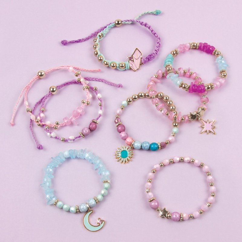 Celestial Stones DIY Bracelet Kit for Kids & Tweens - Create 8 Fashionable Jewelry Sets with Charms & Beads