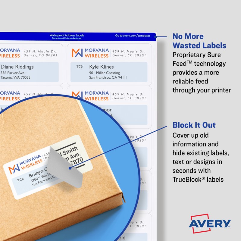 Avery Shipping Labels 3.5 x 5 Inches, 100 Permanent Matte White Labels