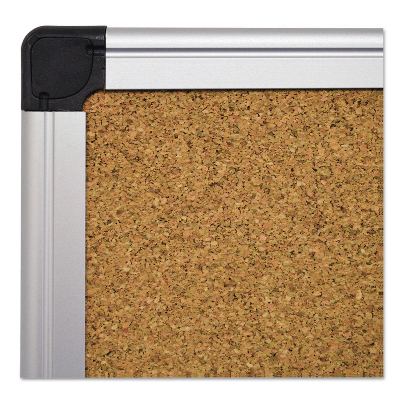 24-Inch x 36-Inch Cork Bulletin Board with Aluminum Frame - Tan/Silver