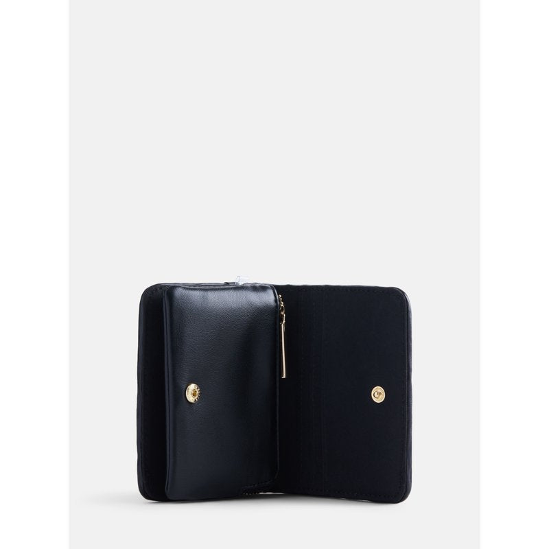 Woven Bifold Wallet for Women with Snap Closure and Removable Pouch