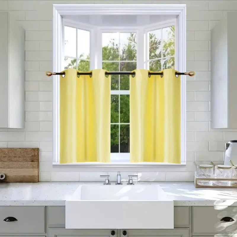 2-Piece Short Window Curtain Set with Grommets - Foam Backed Privacy Panels for Kitchen & Small Windows