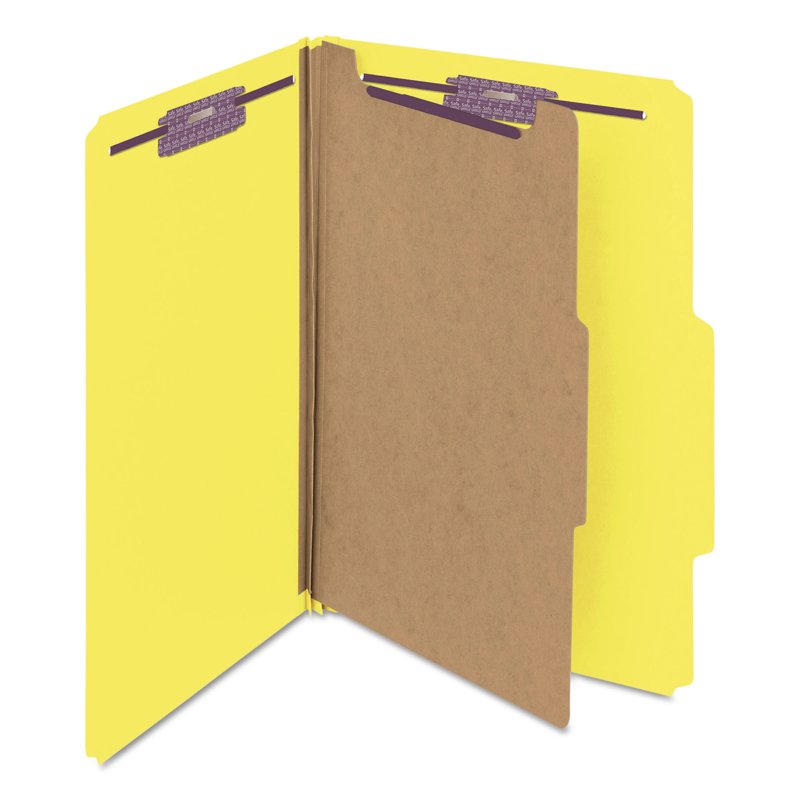 Legal Pressboard File Folders with Fasteners - Yellow 10-Pack