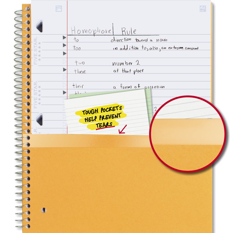 5-Star Spiral Notebook with Study App 1 Subject Wide Ruled 8 x 10.5 Inch 4 Pack