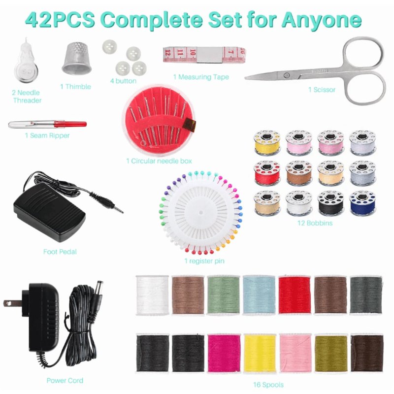 Beginner Sewing Machine with 12 Stitches, Easy Portability & Dual Power